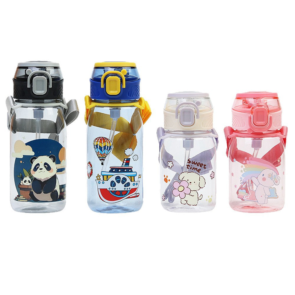 Factory personalized cute cartoon kids plastic cup duckbill straw cup portable strap cup cross-border water cup