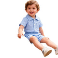 Baby boy casual turn-down collar textured fabric outfit set