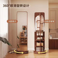 Rotating full-length mirror floor mirror for home bedroom movable try-on large mirror with coat rack all-in-one full-length mirror