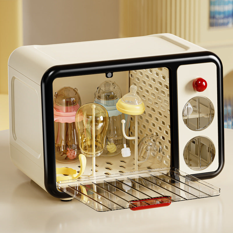 Bottle storage box with lid Dust-proof storage box for baby, baby water cup, tableware to dry and drain, tableware rack