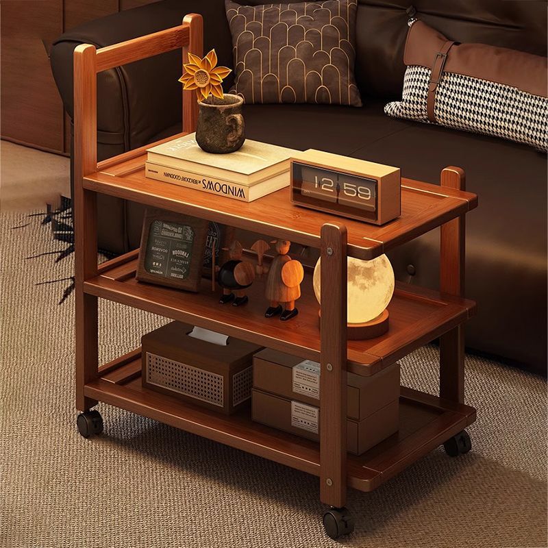 Multi-tier rolling cart - snack organizer, storage rack with wheels, living room storage, freestanding under-table side table, small mobile side table
