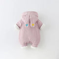 Baby girl winterfleece-lined jumpsuit winter thickenedheattech cartoon cute jacket climbing suit hooded khaki