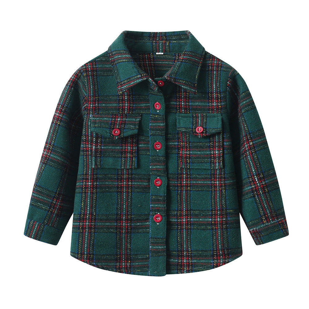 New spring/autumn boys' plaid shirt, preppy style cotton top, kids' plaid shirt, long-sleeved shirt for boys and girls