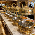 Gold stainless steel buffet warming tray - ideal for hotel, wedding banquet, and catering. ready to ship