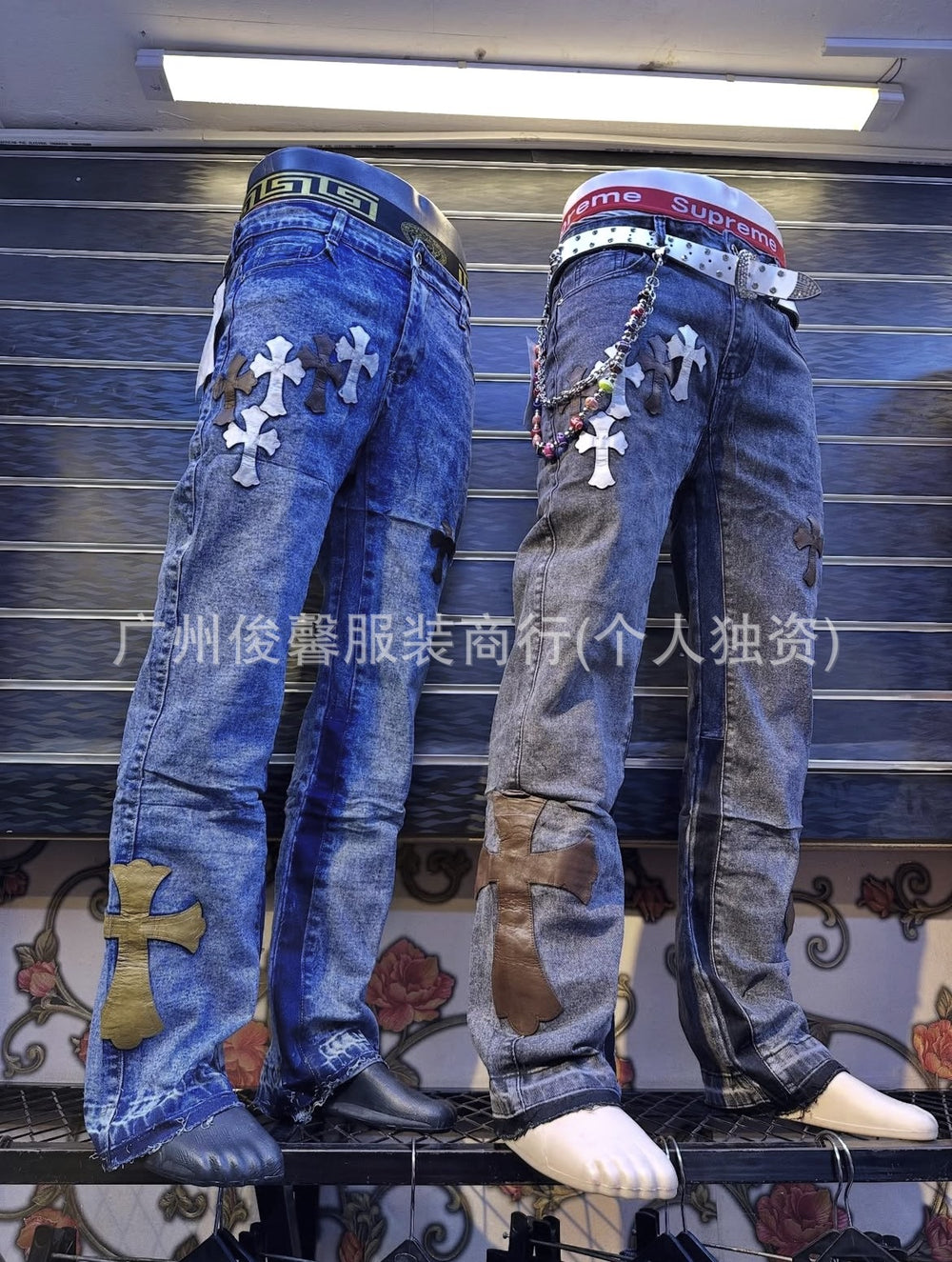 Men jeans high street trendy brand loose cross croomenjeans pants wholesale wholesale