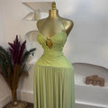 European and american cross-border women's fashion:  summer new arrival - elegant, fresh, green cutout sleeveless cami dress
