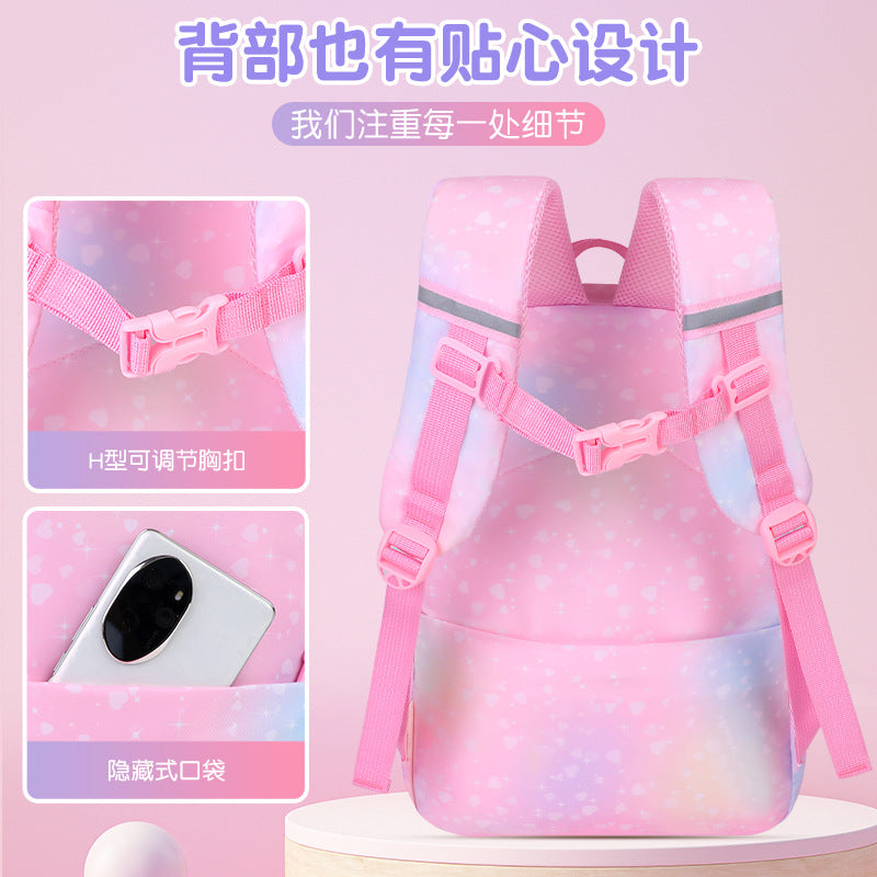 foreign trade kids backpack customized rainbow cute backpack spine protection and burden reduction primary school student schoolbag lightweight