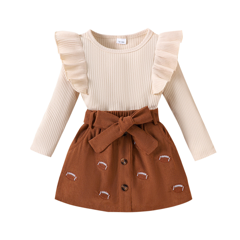 Children's clothing cross-border european and american girls' pit strip long sleevestops+printed skirt