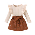 Children's clothing cross-border european and american girls' pit strip long sleevestops+printed skirt