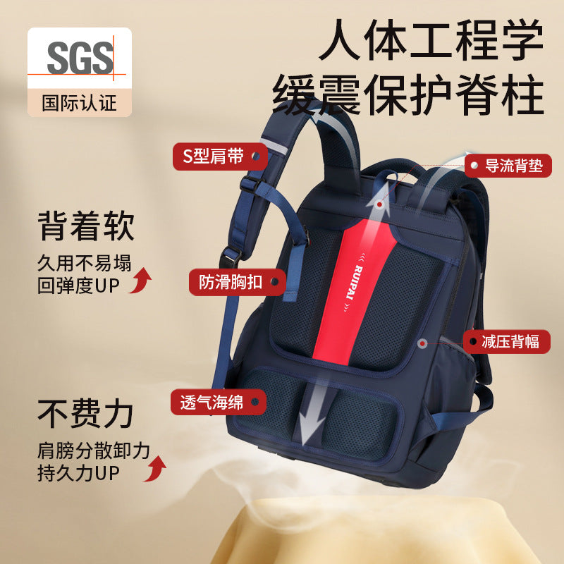 School bags for primary school girls are dirt-resistant, and spine care for grades 3 to 6 reduces the burden. Wholesale of large-capacity children's school bags and men's backpacks