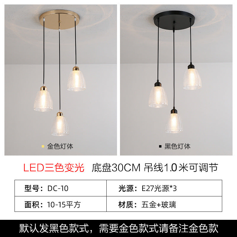 Minimalist personalized bar lighting aisle light luxury Internet celebrity meal restaurant chandelier three modern creative glass chandelier