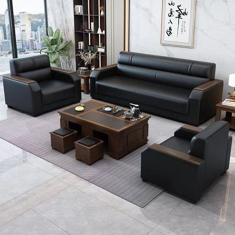 Office sofa living room reception modern casual reception sofa three-seater coffee table combination suit office sofa