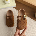 Vancahao girl's t-buckle small leather shoes  square toe flatsflatsfashioneasiest for matchautumnew arrival doudou shoes