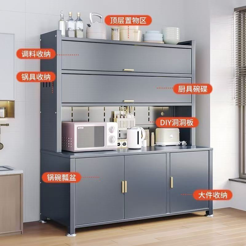 Kitchen storage rack floor-standing multi-layer thickened sideboard multi-functional wall-mounted integrated storage cabinet for home dust-proof cabinet