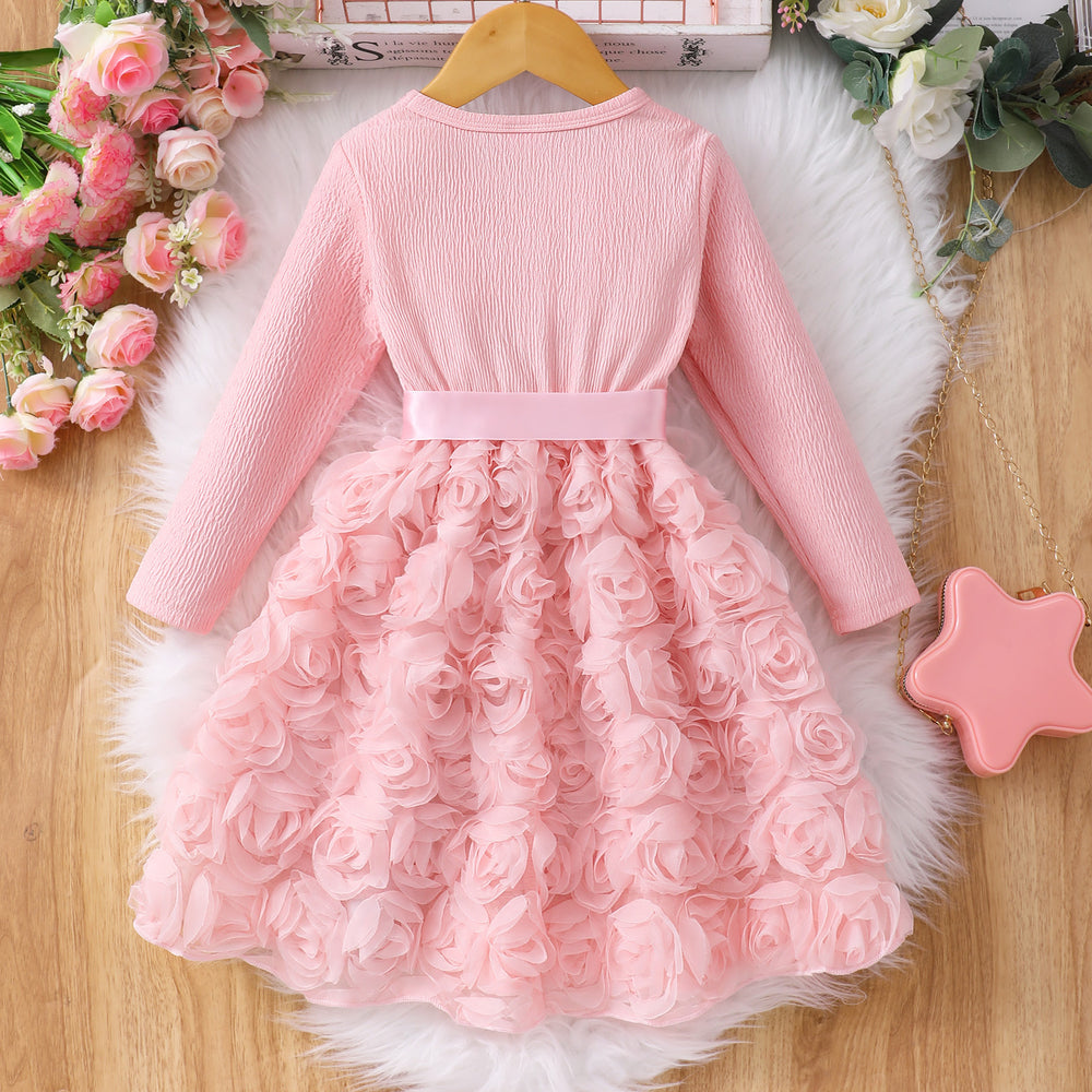 new girls' solid color rose dress