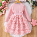 new girls' solid color rose dress