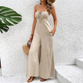 summer all-cotton knit high-waisted wide-leg flare sleeveless jumpsuit - european & american chic, elegant style