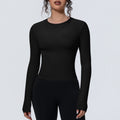 new arrival sports nude waist silmlong sleeves breathable yoga clothes t-shirt running training fitness tops for women