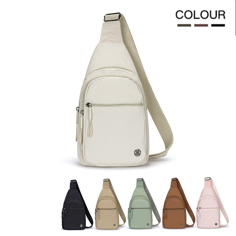 Foreign trade new women's breast bag outdoor commuting fashion versatile nylon shoulder bag solid color simple casual messenger bag