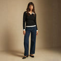 color block faux two-piece v-neck knit top - women's autumn/winter niche design sweater