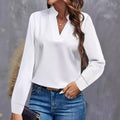 2024 independent station wish amazon hot style autumn casualpure color v neck loose shirt tops women