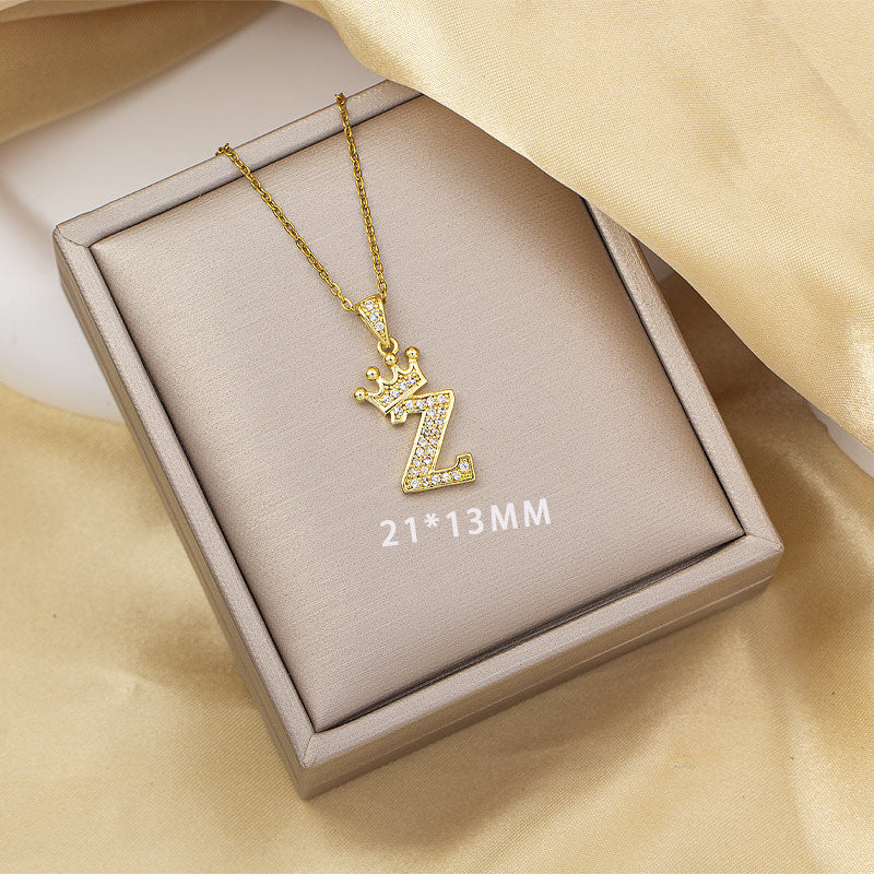 High-end letter layered necklace - 26 alphabet charms, cross-border bestseller, minimalist fashion, premium titanium steel jewelry