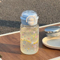 Planet casual plastic water cup kids water bottle double drinking straw cup good-looking large capacity portable carrying ring travel cup
