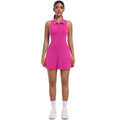 New women's cross-border slim-fit high-waisted turn-down collar activewear dress set for running, golf, tennis, and yoga