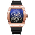 Hollow richard barrel shape aliexpress cross-border quartz watch men's silicone watch men's business calendar sports watch