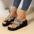 2024 summer new korean style fashion thong sandals chunky sole casual plus size rhinestone butterfly slippers indoor/outdoor