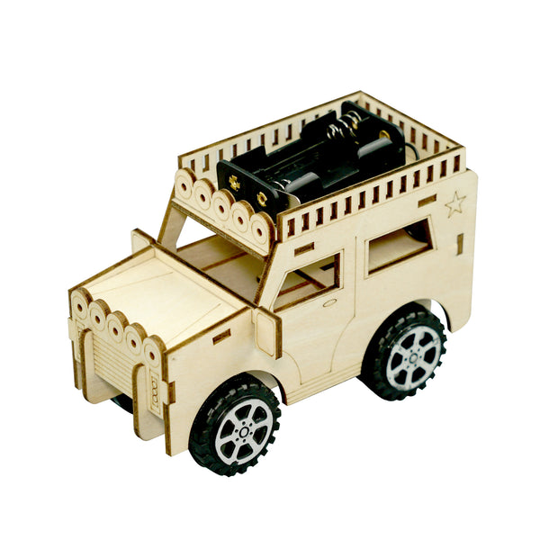 Creative technology small production small invention, toy car DIY wooden jeep student science experiment handmade materials