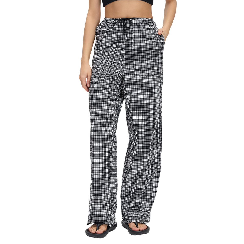 Spring/summer new lightweight quick-dry women's active pants - bubble plaid, loose fit, slimming, versatile casual trousers d26034