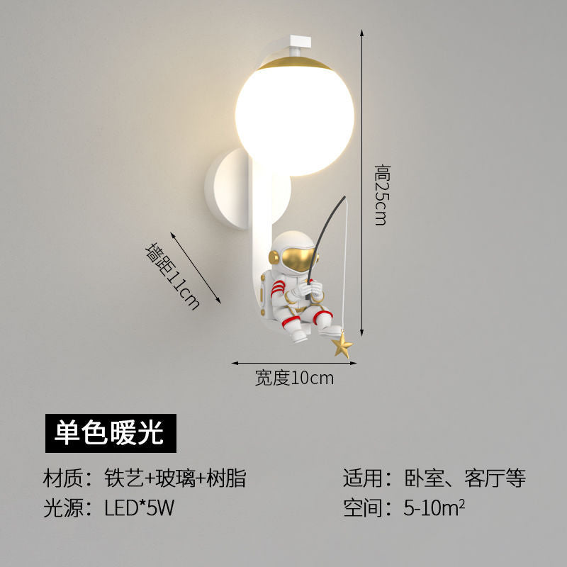 Wall lamp bedroom bedside wall lamp creative casual modern kids room moon astronaut living room popular wall lamp