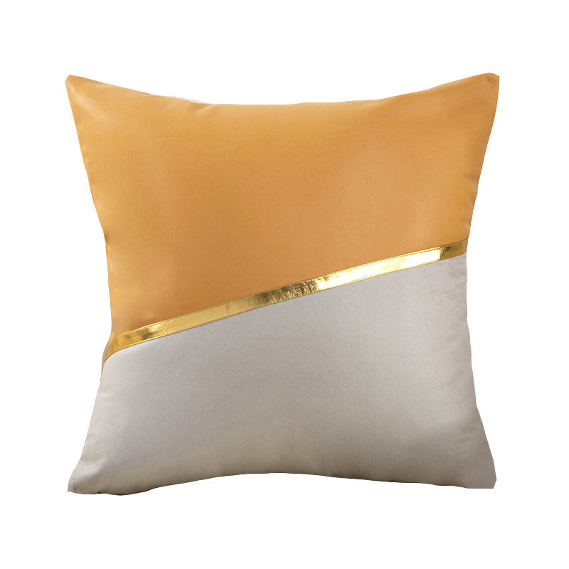 Modern casual sofa pillow no-wash technology cloth cushion pu inset cushion american patchwork pillow cover with core