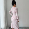new european and american cross-border e-commerce women's pink slim-fit elegant dress