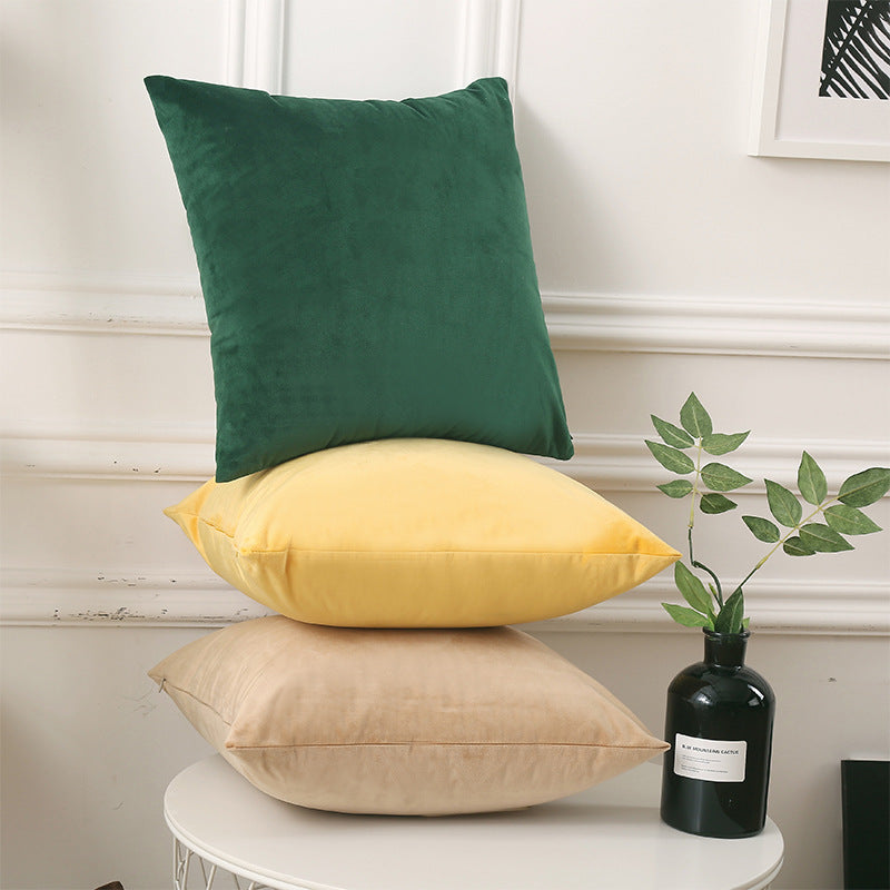 Simple pure color pillowcase velvet pillow bedside waist pillow living room sofa cushion dutch velvet drop shipping free shipping