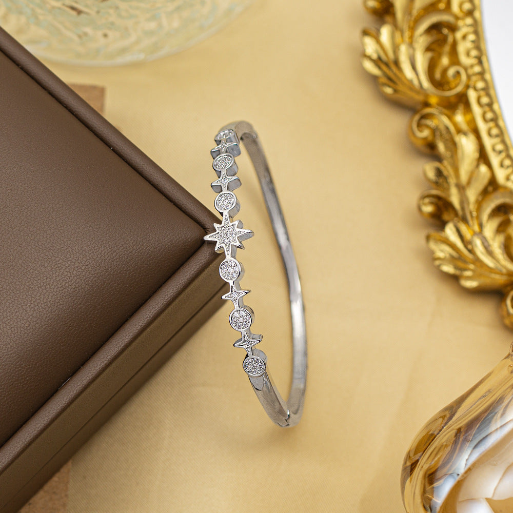 Bracelet female titanium steel fashion non-fading copper inlaid zirconium bracelet niche high-end fashion elegant jewelry wholesale hand jewelry