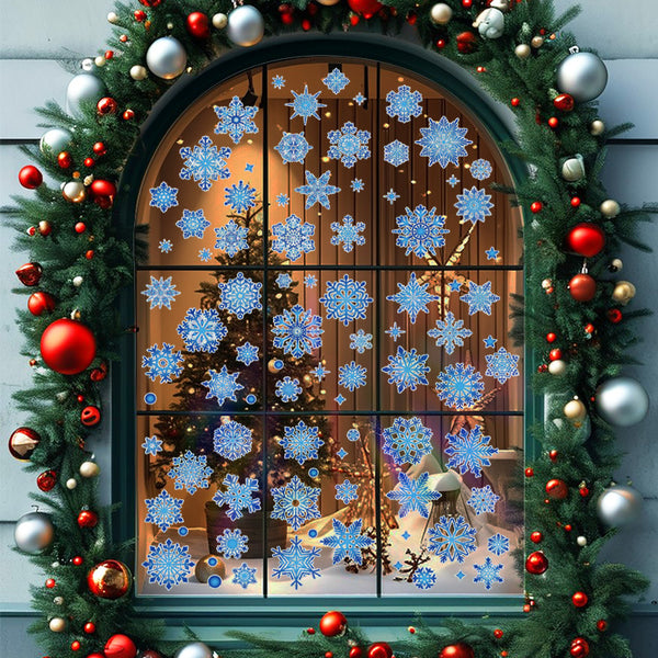 New Christmas metal snowflake electrostatic sticker cold ironing gold double-sided printing atmosphere decorative glass holiday sticker