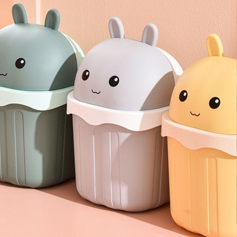 Creative desktop trash can with lid - perfect for office, home, bedroom, living room, kitchen - waste bin, sanitary bucket, tabletop paper basket