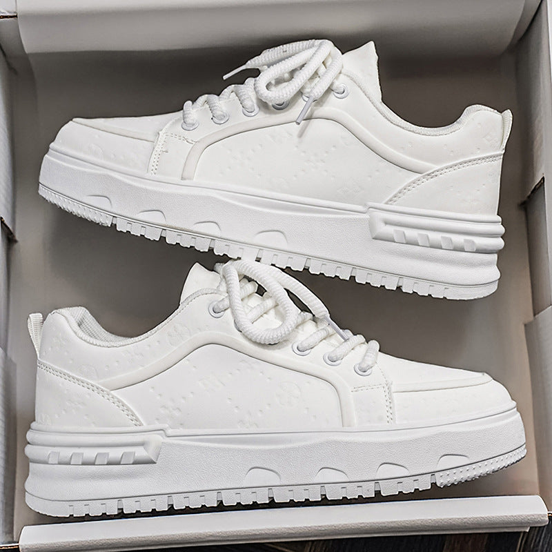 2026 spring new men's shoes: breathable, high-end, thick-soled, height-increasing white sneakers - youth sports & casual skate shoes for men