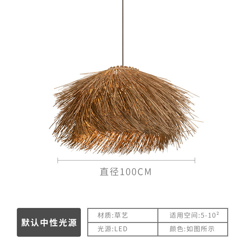 Wabi Silent Wind Catering Chandelier Chinese Living Room Dining Room Tea Room Zen Light Homestay Study Bedside Japanese Rattan Chandelier