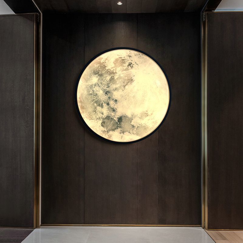 Moon wall lamp - modern minimalist bedside lamp for bedroom, creative hallway aisle light, living room background wall planet mural lamp