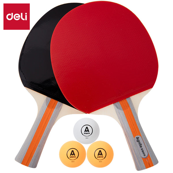 Deli F2310 Angnet Competition Beginner Student Double Sided Anti-Glue Table Tennis Racket Two 3 Balls Wholesale