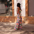 spring european and american style cross-border elegant printed women's dress - fresh wrap dress with ruched detail, chic and commuter-friendly long dress