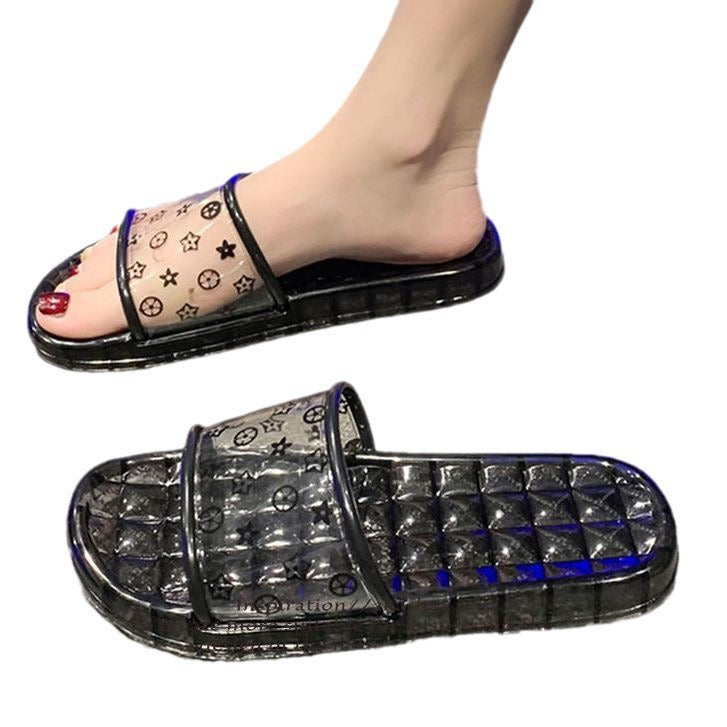 New crystal slippers for women - summer home bathroom non-slip, water-repellent, odor-resistant, outdoor beach thong sandals