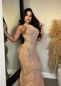 summer new sexy women's dress fashionable knitted hollow-out beach maxi dress - hot seller for cross-border e-commerce