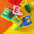 Kids' mid-calf waterproof rain boots - new fashionable styles for boys and girls - non-slip, fleece-lined baby rain boots - dinosaur designs available