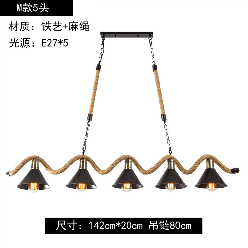 American retro hemp rope chandelier creative hotel lobby B & B restaurant lamp personalized industrial style hotel box lamp