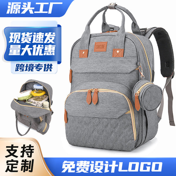 Cross-border mommy bag 2025 multi-functional backpack going out baby stroller trailer diaper backpack thermal insulation mother and baby bag