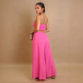 Amazon's new european and american style fashionable sexy stretch bandeau top and wide-leg pants set